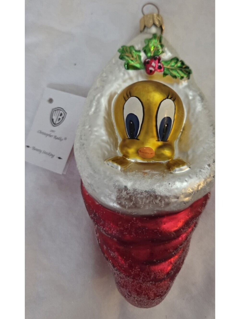 Christopher Radko 1997 Tweety Bird Looney Tunes Stocking Ornament w/Tag, Mint!